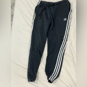 Adidas Kids Black Joggers with White Stripes